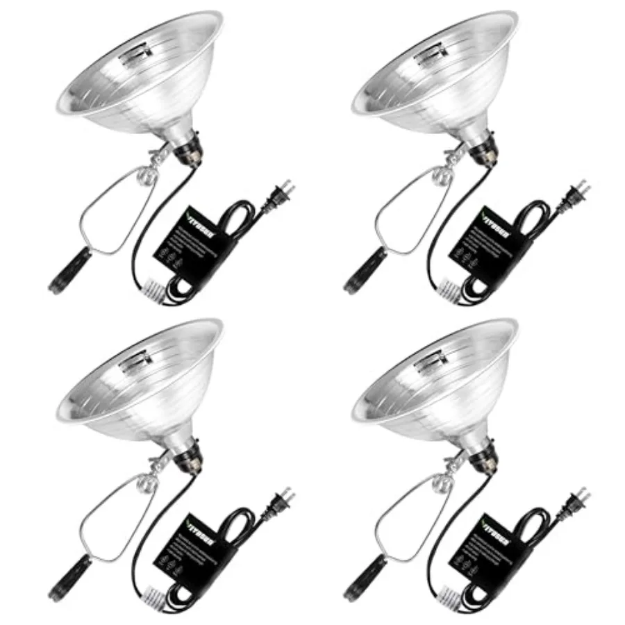 4 Pack Clamp Lamp Light with Detachable 8.5 Inch Aluminum Reflector up to 150 Watt E26 Socket No Bulb Included,6 Feet Cord, UL