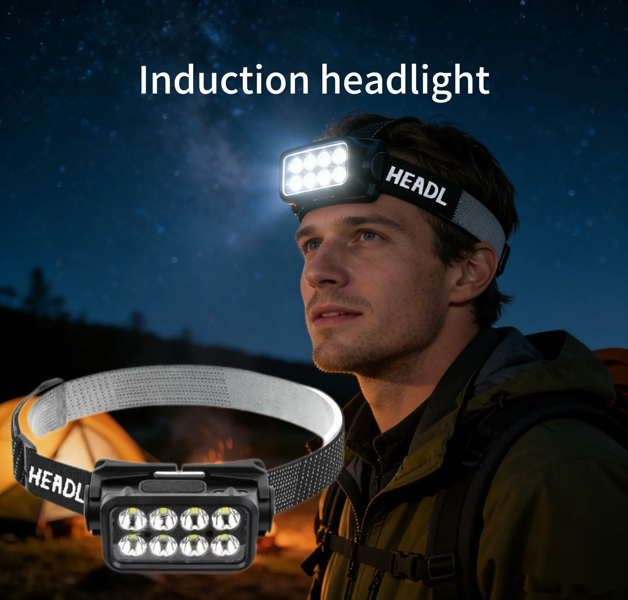 

Светодиодный налобный фонарь с зарядкой, высокой яркостью, длительным временем работы, портативный, с датчиком, для ночной рыбалки, кемпинга, активного отдыха, бега, экстренных ситуаций