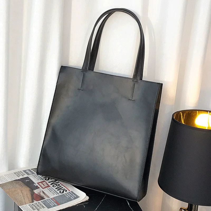 Retro Men's Briefcase Leather Casual HandbagTop Layer Cowhide Business Tablet Bag Thin Clutch For 16-Inch Laptop