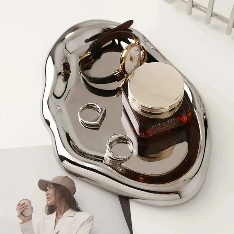 

Ins Creative Tray Jewelry Storage Tray Light Luxury Ceramic Storage Display Snack Tray Modern Photography Props Home Decorative