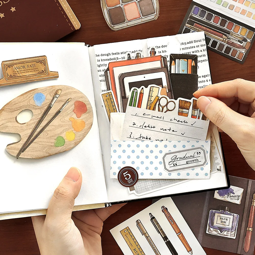 24sets/lot Memo Pads Material Paper Fresh Store Junk Journal Scrapbooking Cards Retro Background Decoration Paper
