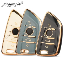 jingyuqin TPU Car Key Case Full Cover Fob For BMW X1 X3 X5 X6 Series 1 2 5 7 F15 F16 E53 E70 E39 F10 F30 G30 2023 Accessories