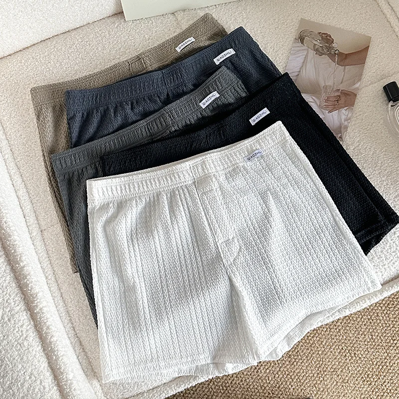

New Men's Ice Silk Jacquard Boxer Shorts, Loose and Breathable, Large Size, Square-Cut, Home Casual Simple Men's Underwear