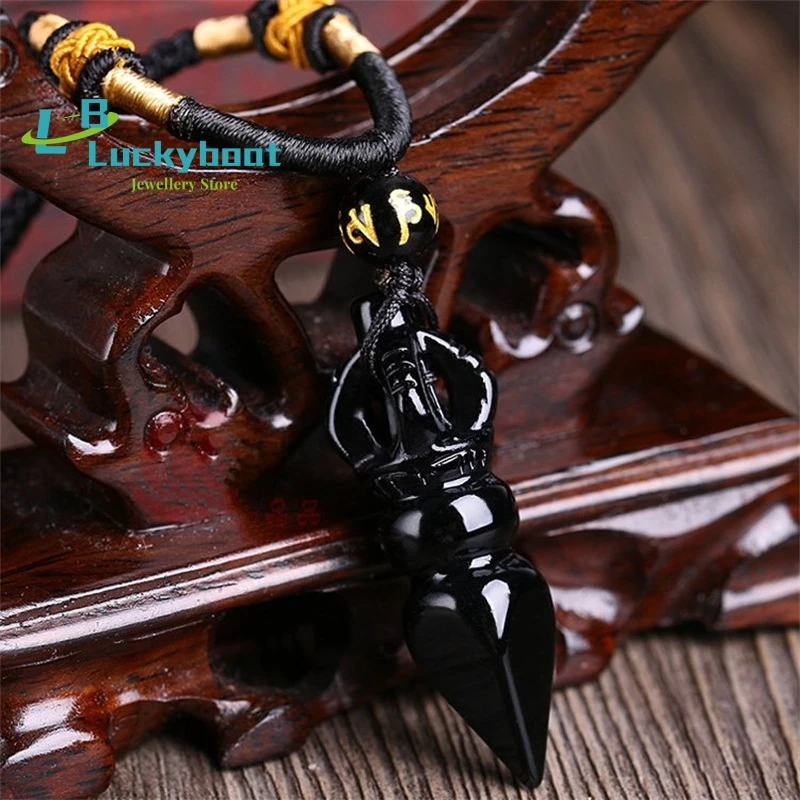 Genuine Natural Obsidian King Kong Drop The Magic Pestle Pendant Magic Weapon To Attract Wealth And Protect The Body Male