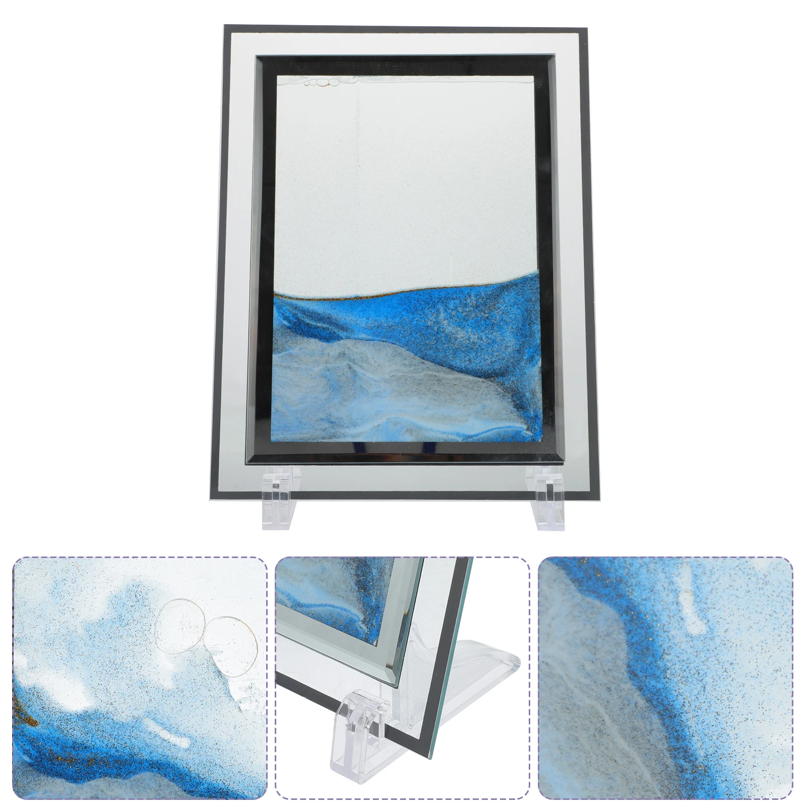 1PC Quicksand Art nament Moving Sand ภาพกรอบกระจก Desktop Decor Office Home ของขวัญความเครียดบรรเทา 3D Effect
