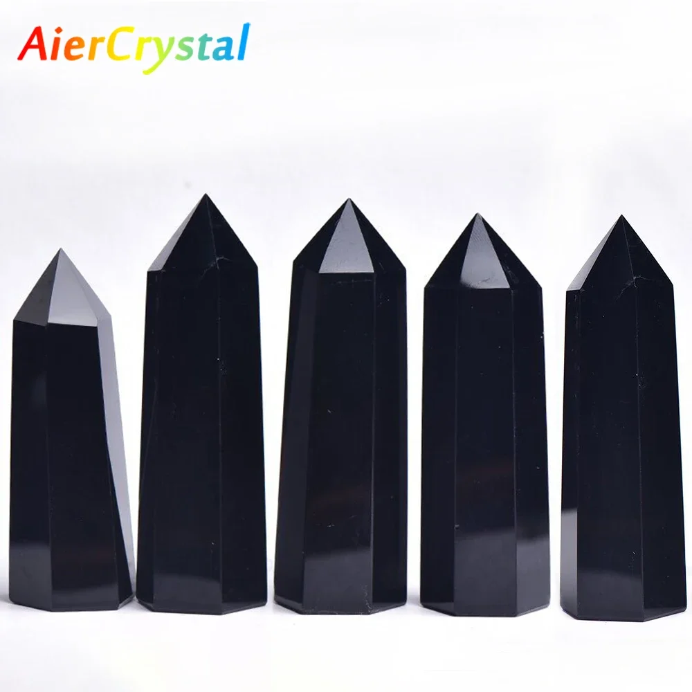 Natural Obsidian Obelisk Dragon Crystal Healing Stone Natural Quartz Home Decor Reiki Polished Point Stone Decoration Crafts 1PC