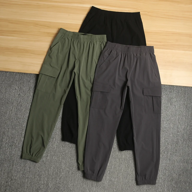 

Легкие уличные мужские спортивные брюки с эластичной резинкой на талии, дышащие водонепроницаемые летние повседневные брюки с узкими длинными брюками