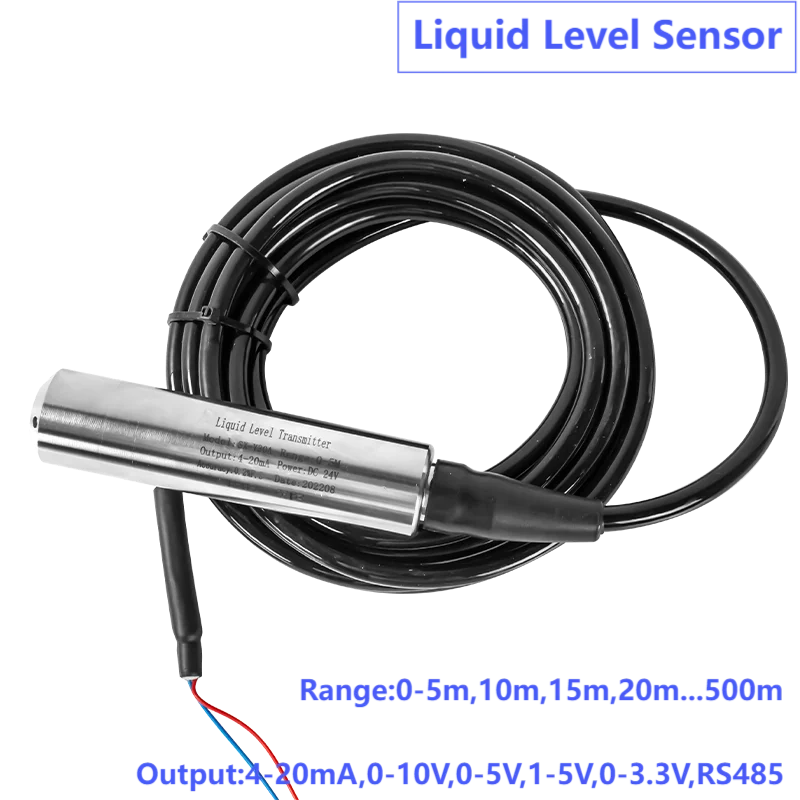 

Liquid Level Sensor Transmitter 0-20m to 4-20mA Water Lelvel Transducer 0-5m to 0-10V 0-3.3V Liquid Level Meter for Tank Well