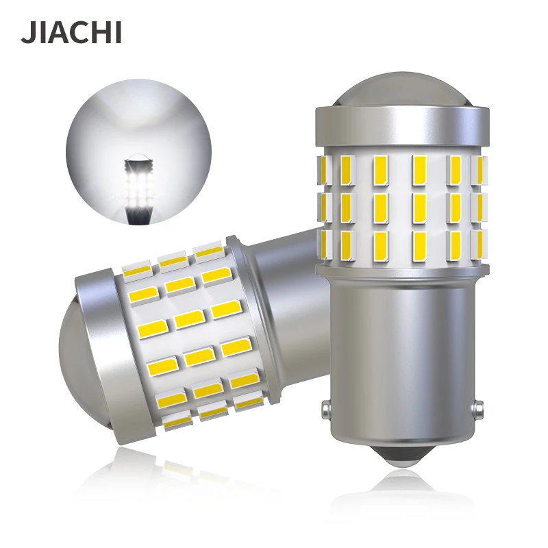 jiachi 50pcs No Polarity 12-24V Led 1156 BA15S Car Lights WY21W PY21W 7443 T18 3157 Auto Lamp 6500K  3014 Chip