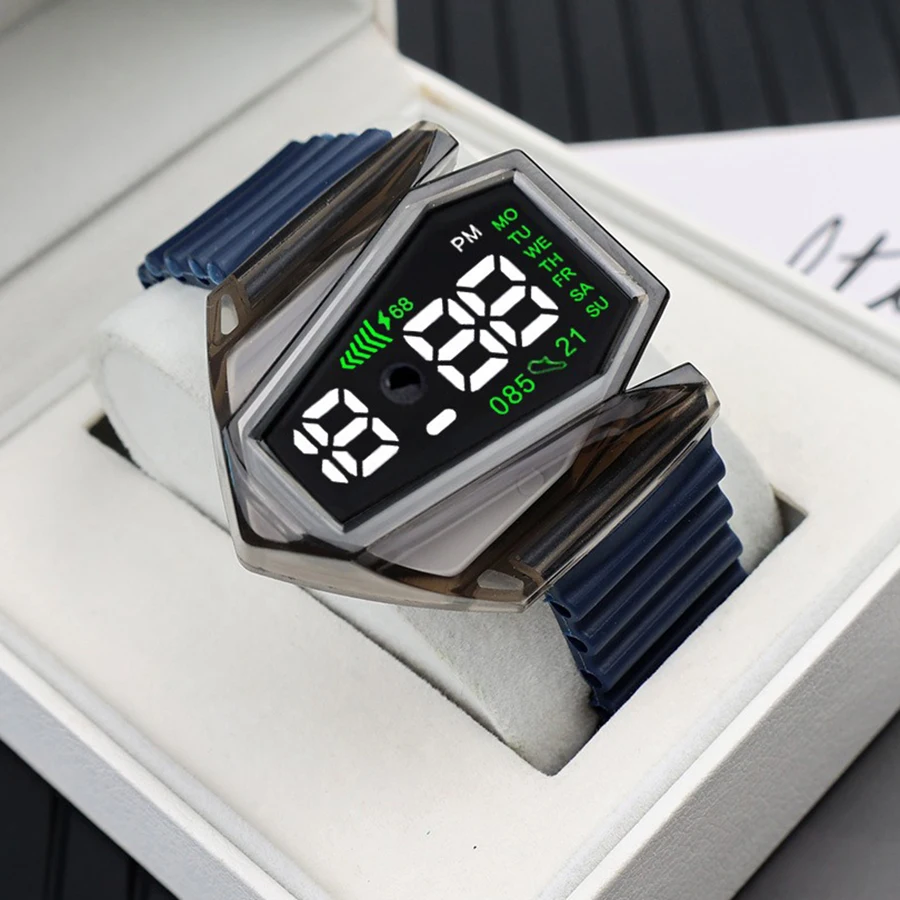 LED Digital Watches Set for Kids Multi-function Aircraft Watch Touch Screen Students Boys Girls Sports Electronic Watch Clock