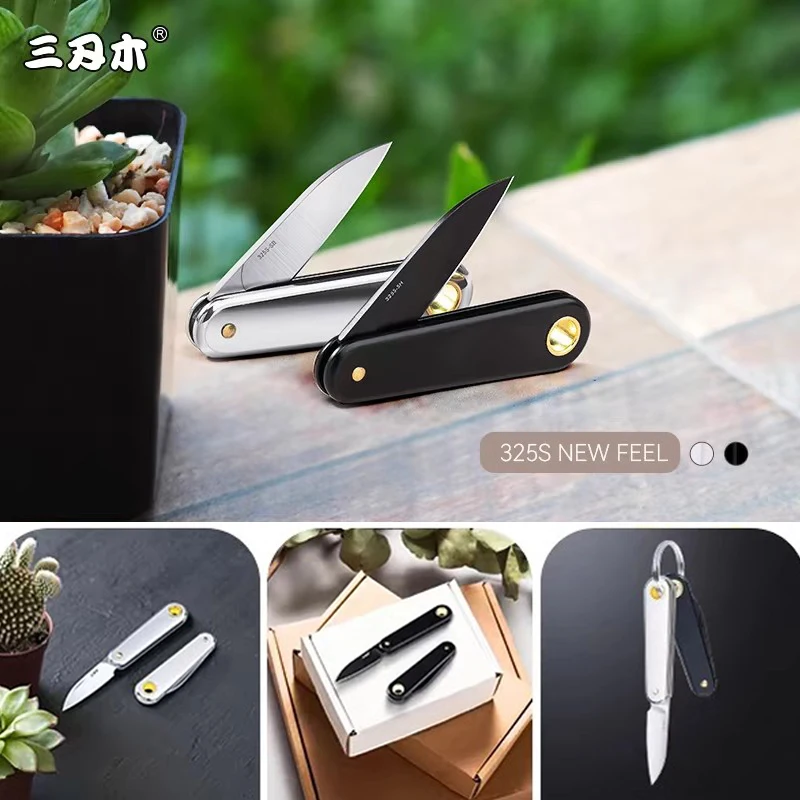 325S Fruit Knife 420 Stainless Steel Handle Folding Knife 4Cr15N Steel Blade EDC Portable Pocket Knife Keychain Handy Tool Ms.