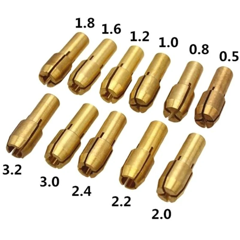 Fashion 11Pcs/Set Mini Drill Brass Collet Chuck Accessories for Dremel Rotary Power Tool