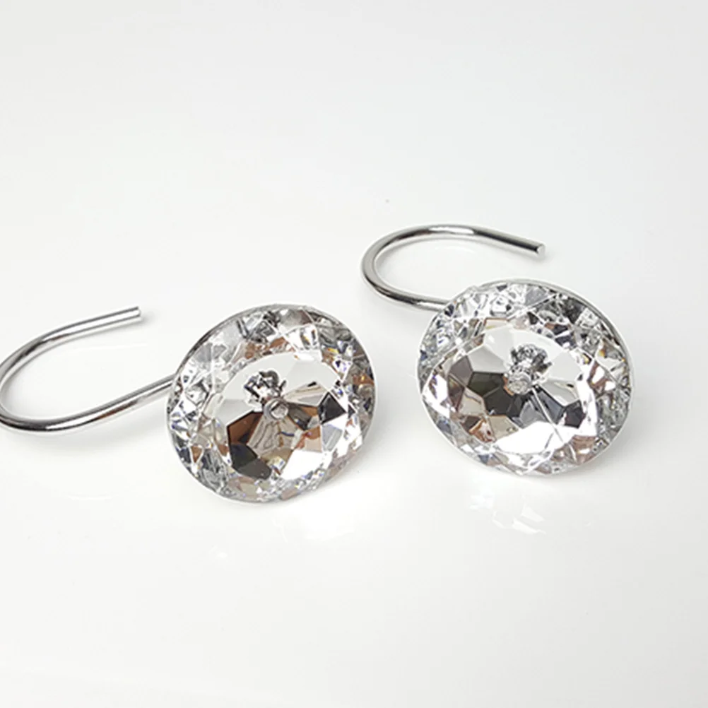 

12Pcs Decorative Diamond Shower Curtain Clips Acrylic Hangers Strong Easy Install Disassemble Tidy Look