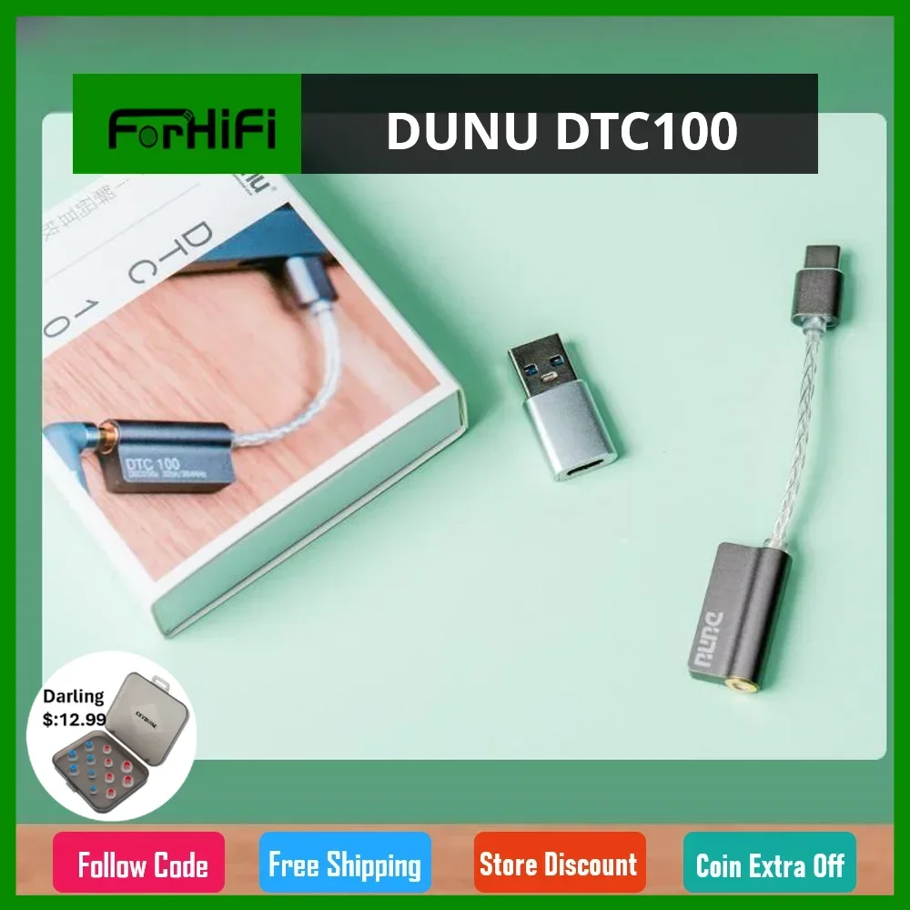 DUNU DTC100 Hifi DAC AMP DSD256 Portable Amplifier Decoding Line USB Type-C To 3.5 Interface Adapter For Cellphone PC Windows OS