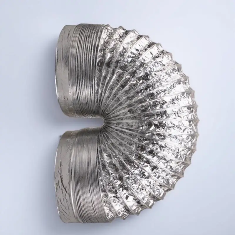 1 pz 2M Tubo flessibile per condotto in foglio di alluminio resistente al calore addensato 150Mm per ventilazione Hvac Ventola di scarico Condotto Essiccatore Tubo di sfiato Argento
