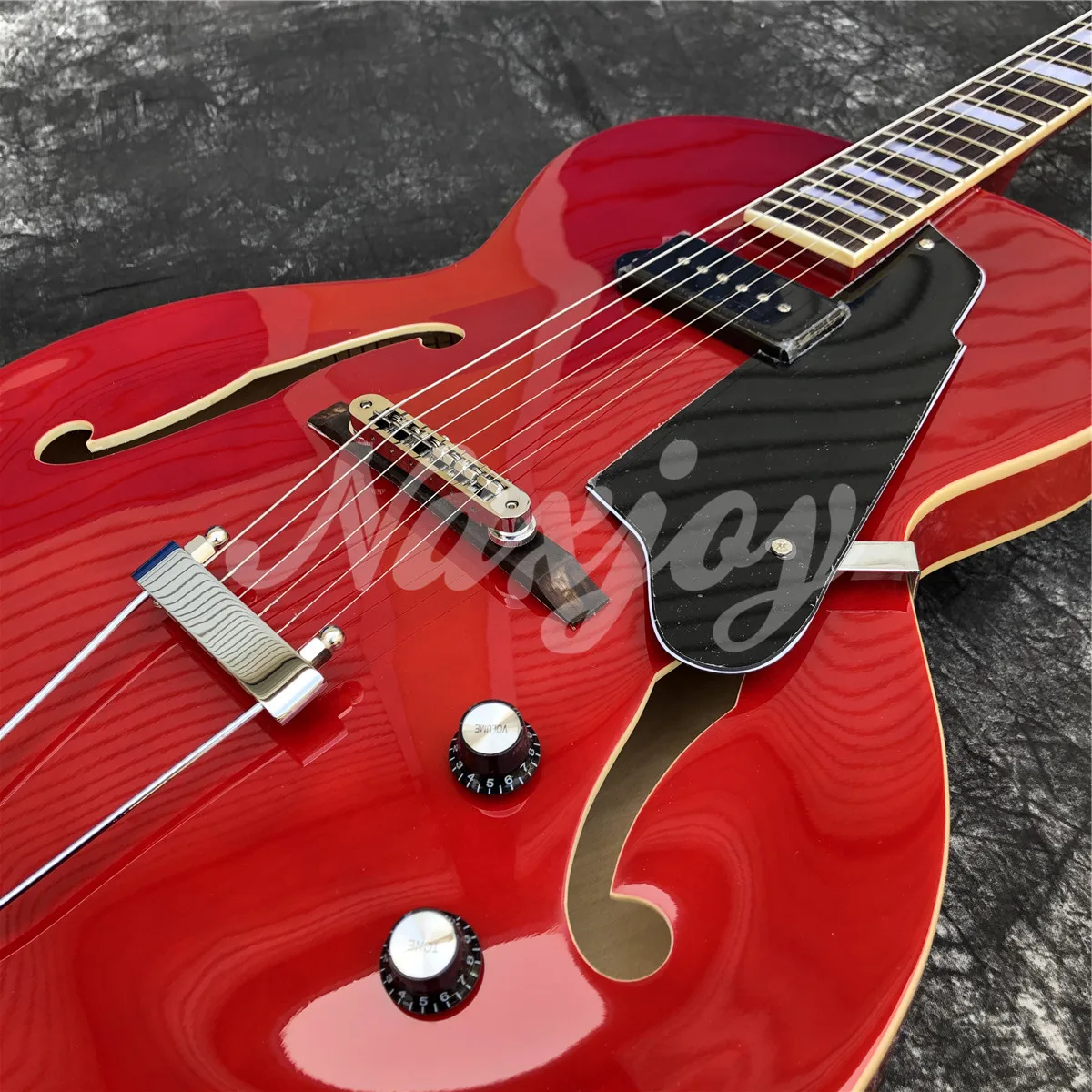 Free Shpping New Grote Red Color Archtop Guitar P90 pickups Jazz Electric Guitar with Hollow Body Guitars