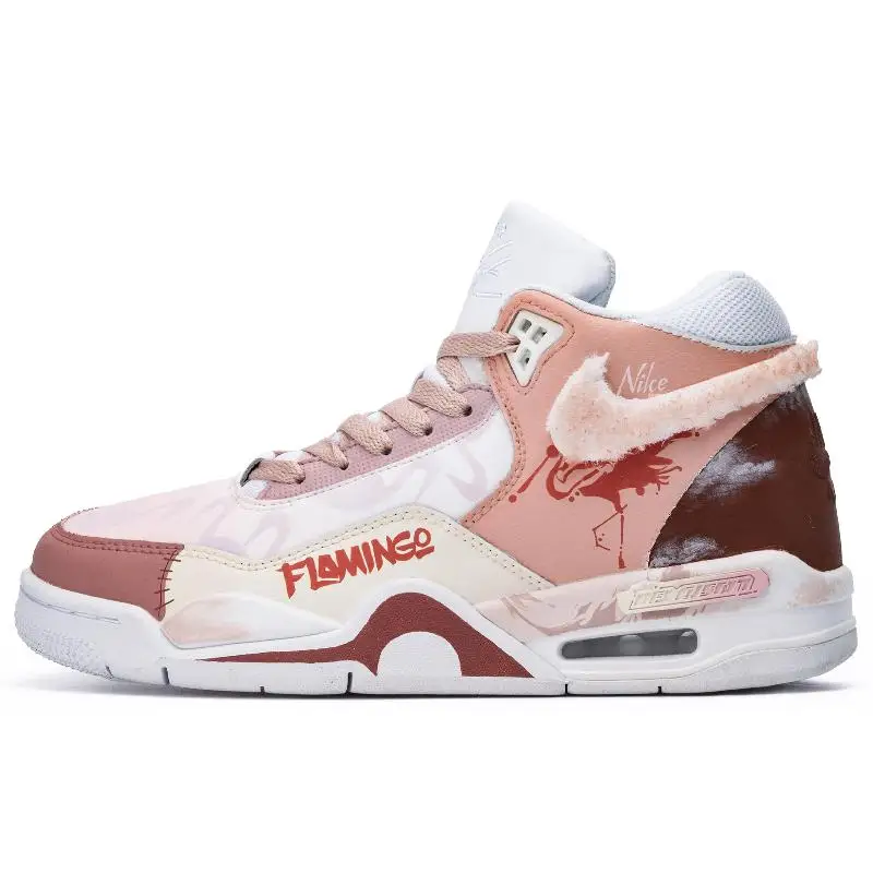 【Customize】Nike Flight Legacy Vintage Basketball Shoes Unisex Mid-top Pink/white Sneakers shoes BQ4212-101