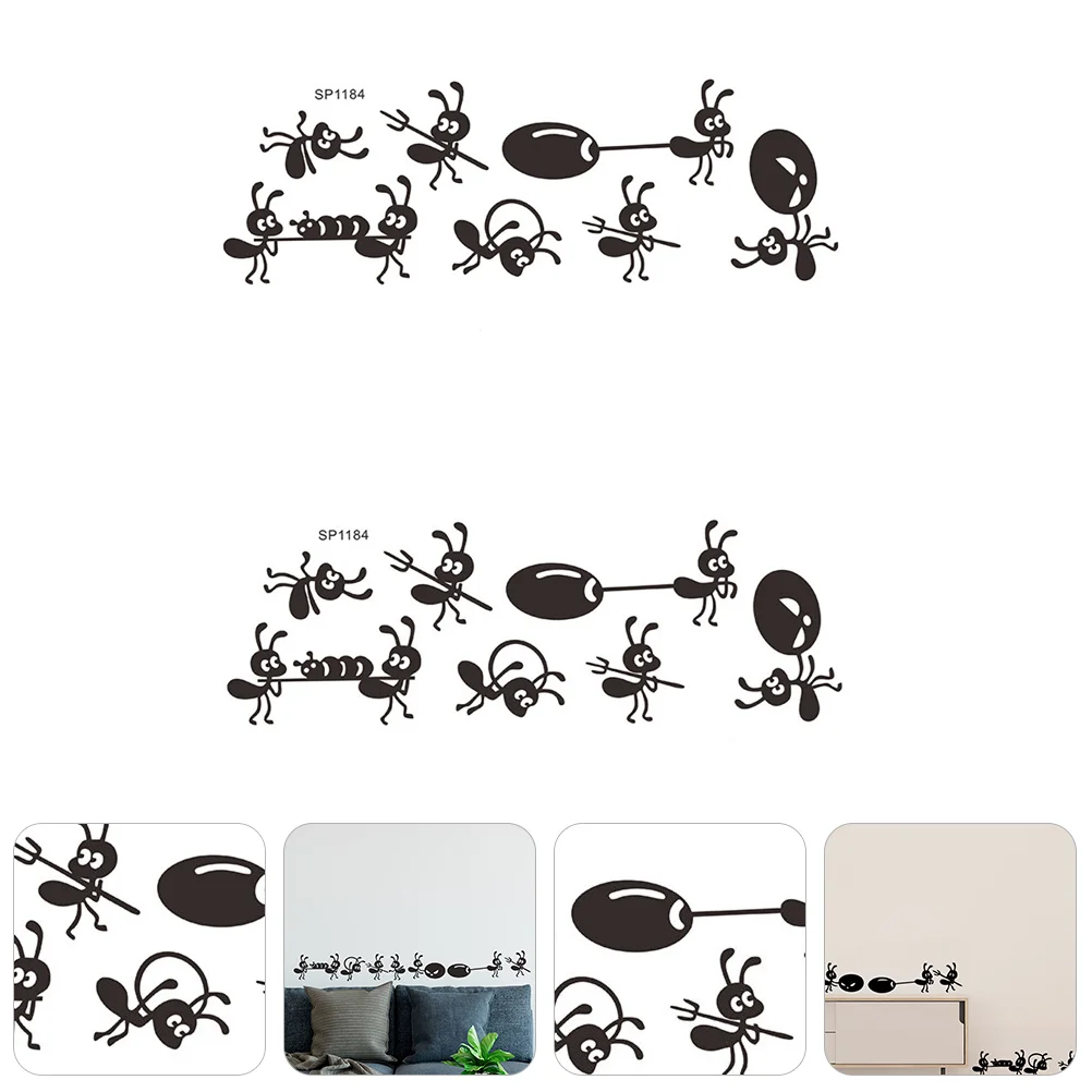 2 Sheets Ants Moving Sticker Decorative for Home Removable Cartoon Decal Pvc Room Decorations Kids