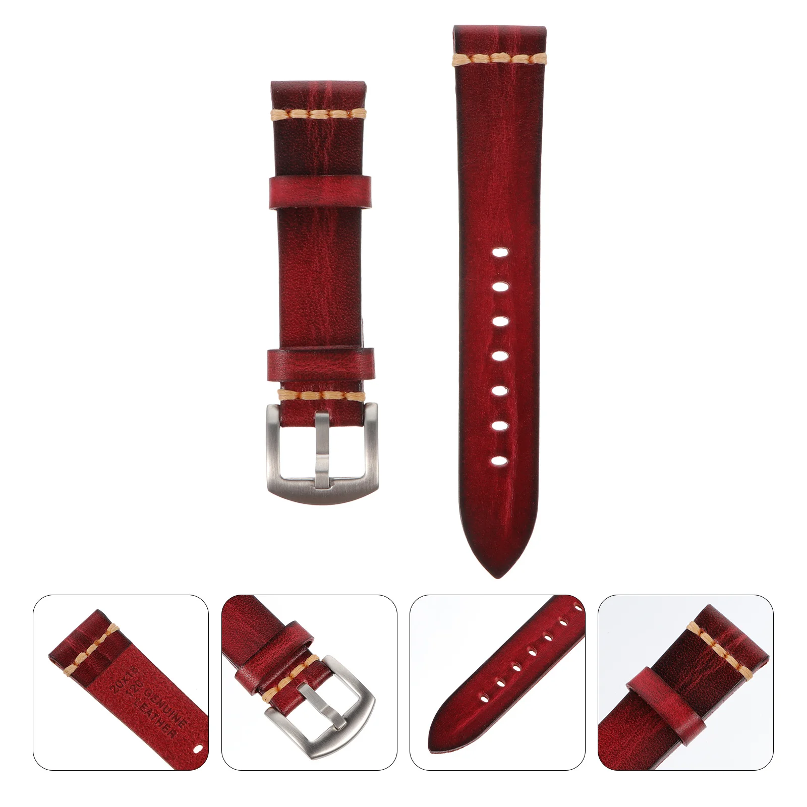 

Cowhide Watch Strap Soft Durable Compression Molding Adjustable Smart Watch Band for Sports Wristband Watchband