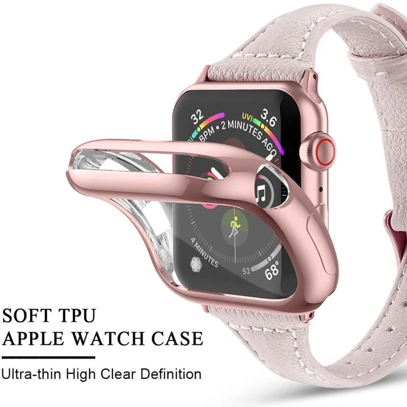 Funda de silicona para Apple Watch, carcasa protectora transparente de TPU para iwatch series 7 se 6 5 4 3 2 1, 44mm, 40mm, 42mm, 38mm, 45mm, 41mm