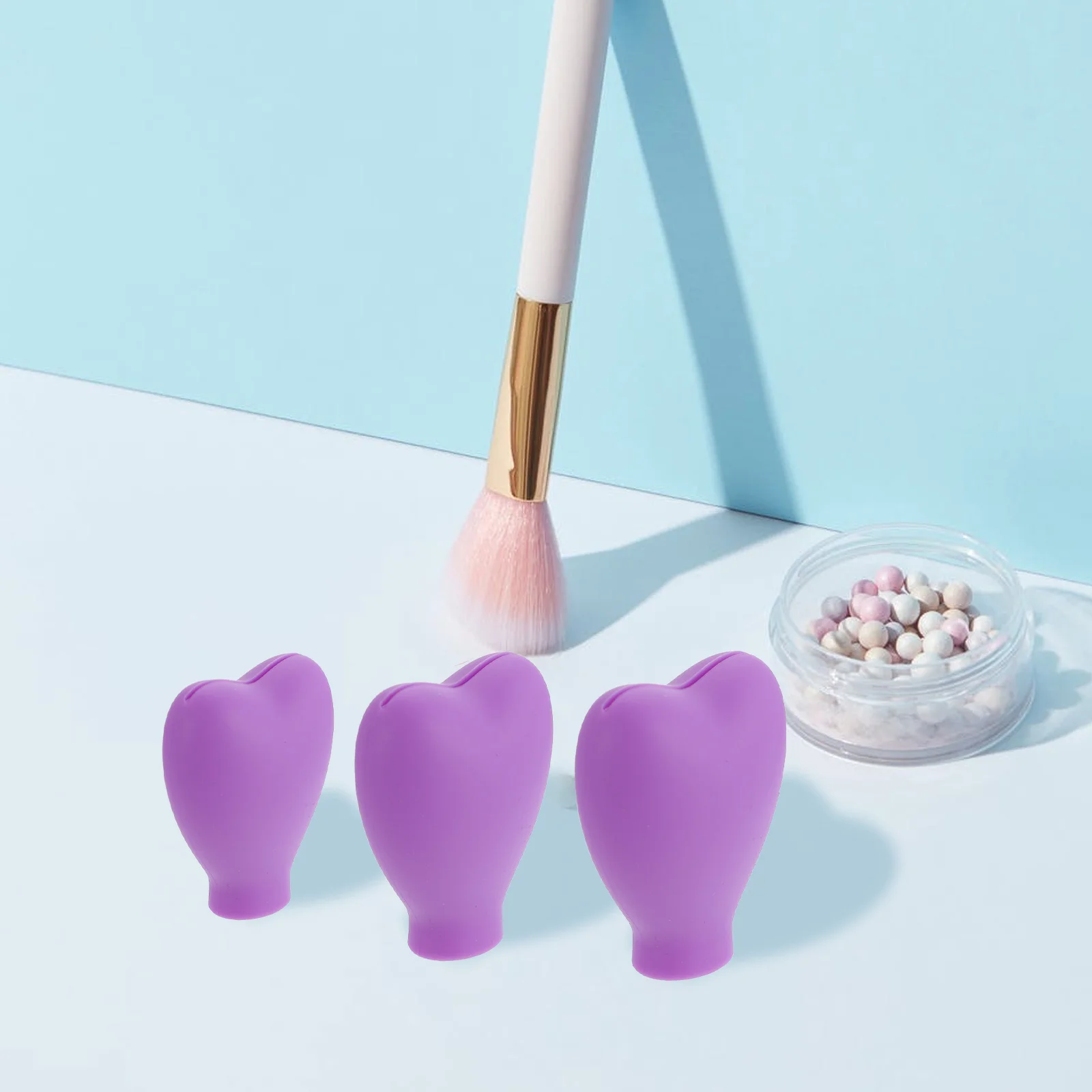 

6 Pcs Makeup Brush Case Shower Protectors for Ears Back Cover Silicone Travel Wash Bag Net Holder Vanity Silica Gel Flower Belt