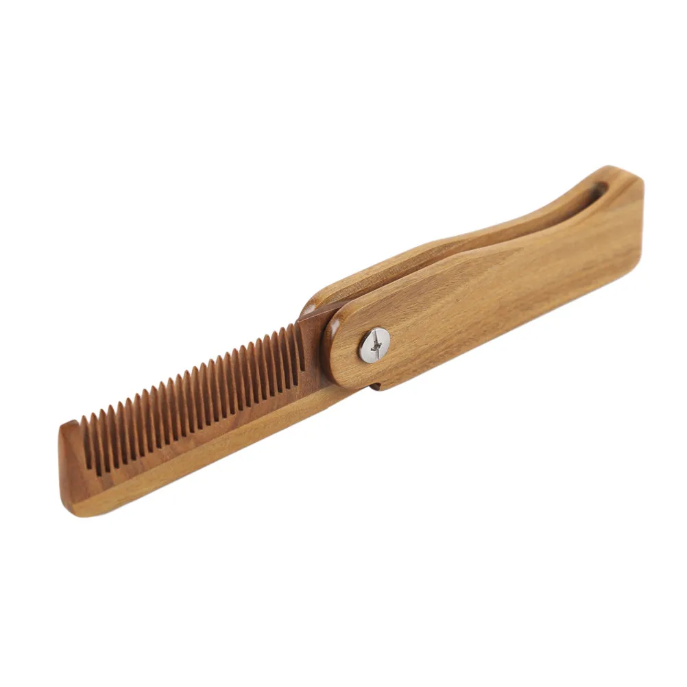 Folded Green Sandalwood Comb Wooden Hair Comb Natural Smooth Close Teeth Massage Blood Circulation Detangling