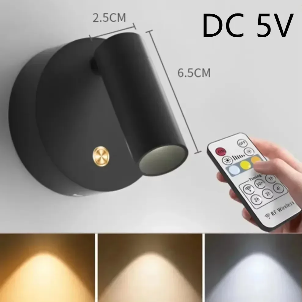 

LED Bedroom Wall Light With Touch Switch USB Rechargeable Black White Magnet Magnetic Base Dimmable For Bedside Study Reading
