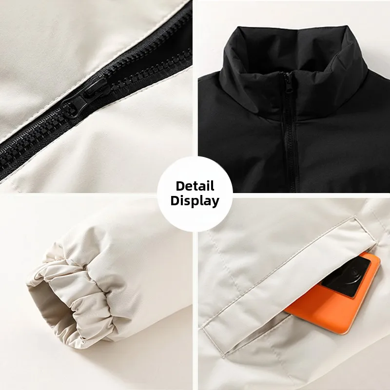 

Теплое мужское пуховое хлопковое пальто Jaet, осень-зима, модное городское пальто на молнии с украшением, свободное длинное пальто с воротником-стойкой све