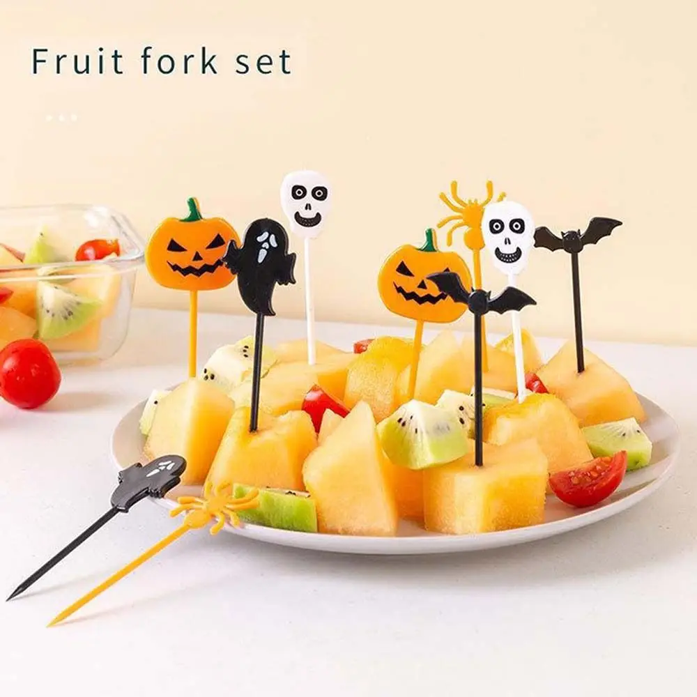 Plastic Halloween Toothpicks Toothpick Skewer Halloween Decoration Cupcake Cocktail Appetizer Skewer Disposable Fruit Fork