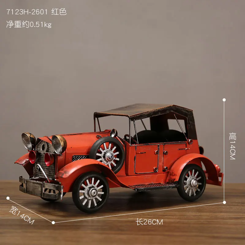 Luminous Vintage Car Model Metal Office Tabletop Decoration Home Decor Children Gift Toy Iron Craft Boy Birthday Gift