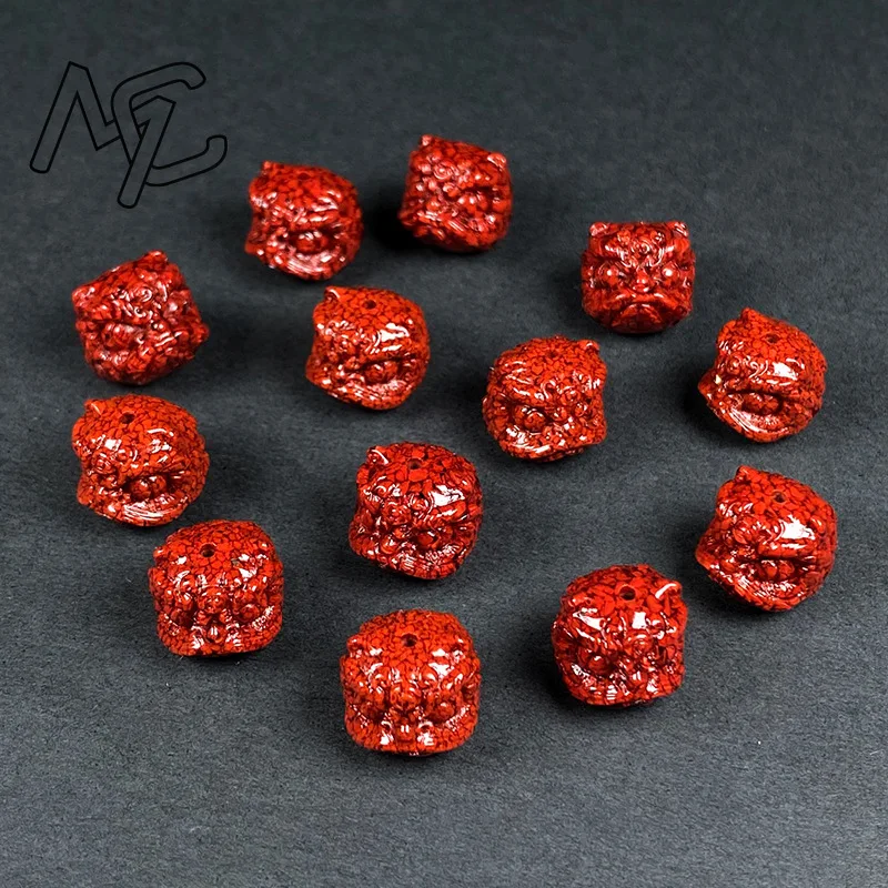 10pc Natural Cinnabar Crystal Lion Dance Beads DIY Accessories Bracelet Earring Jewellery Fashion Amulet Gift for Men Women view 3