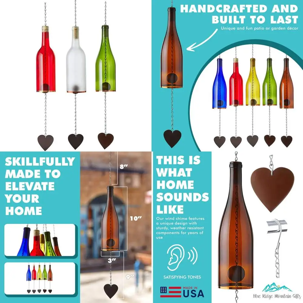 

handcrafted wine bottle chimes: elegant outdoor & indoor decorative wind chimes