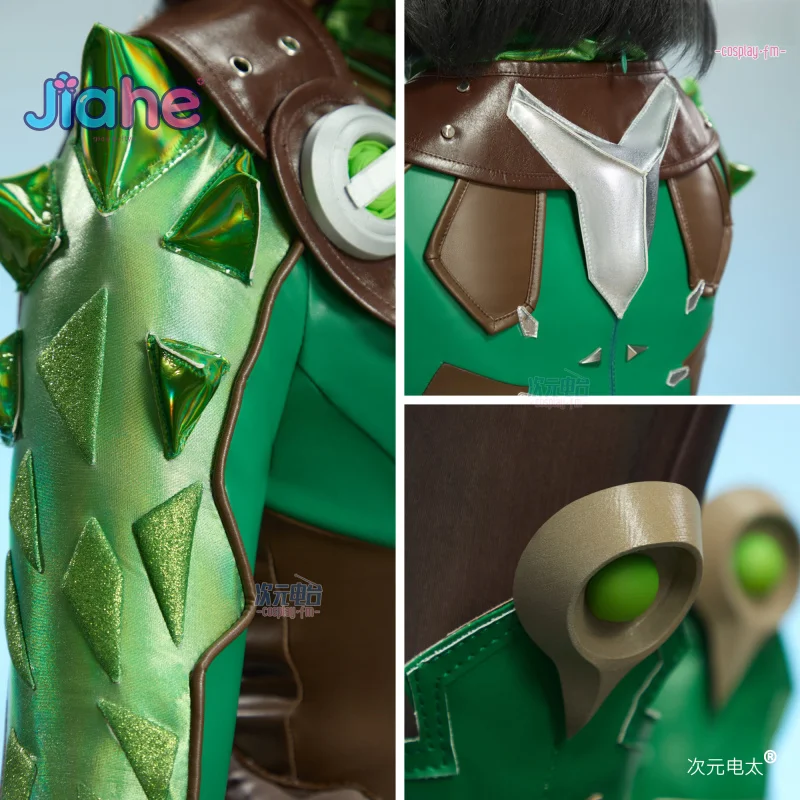 Superhero Mantis Lorelei Rivals Cosplay Costume Women Fantasy Uniform Halloween Green Leather Tight Coat Headwear Gloves Prop