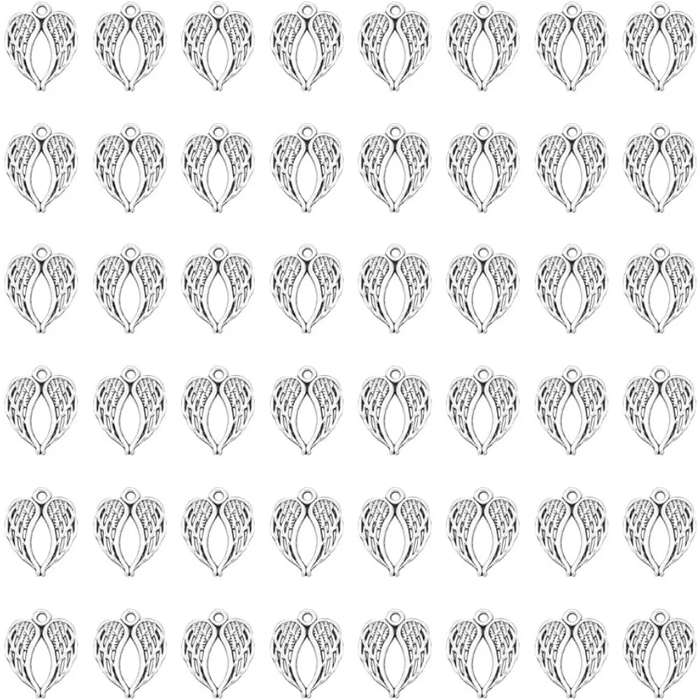 

50 шт., подвески с крыльями ангела, подвески в виде крыльев, подвески с перьями, винтажные подвески, висячие подвески для изготовления ювелирных изделий, ожерелье, браслет