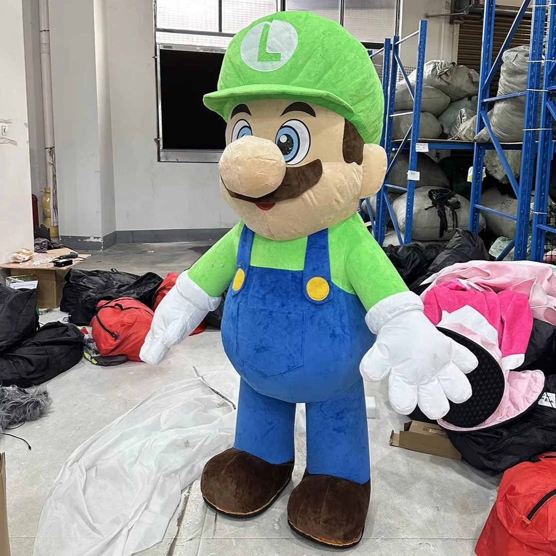 Miniso نفخ لويجي المشي دمية زي ماريو التميمة البدلة جميلة هالوين عيد الميلاد حفلة تنكرية الزي للبالغين