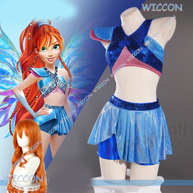

MAG @ аниме-клуб s9, блестящая юбка для косплея принцессы Блум с героями мультфильмов, женская одежда для взрослых, вечерние наряды на Хэллоуин, 2025 г., блестящий костюм