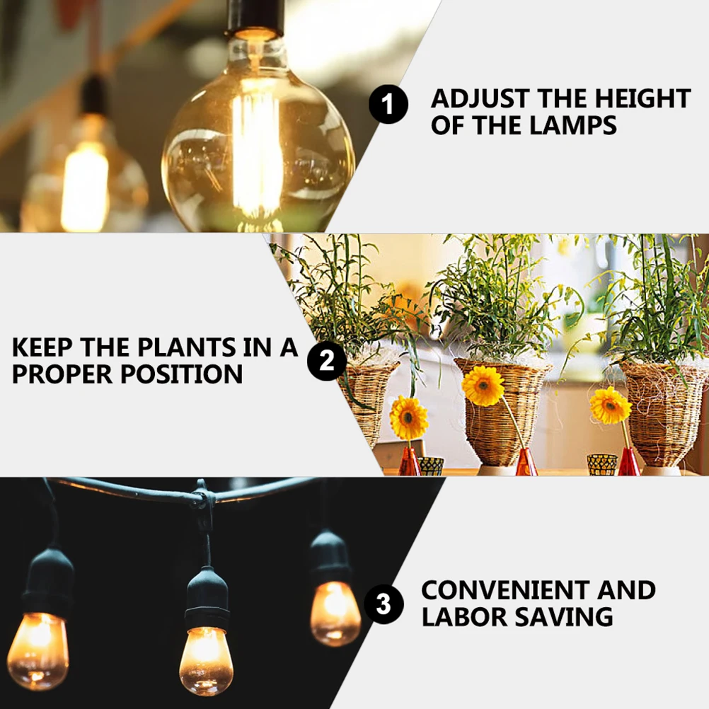 

6pcs Grow Light Hangers Adjustable Rope Plant Lamp Hooks Black Ceiling Accessories for Tent Fan Planter Garden Durable Metal ABS