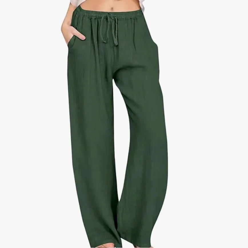Large Size Women's Clothing with Elastic Waistband Long Linen Casual and Versatile Slimming Loose and Wide Leg Pants for Women