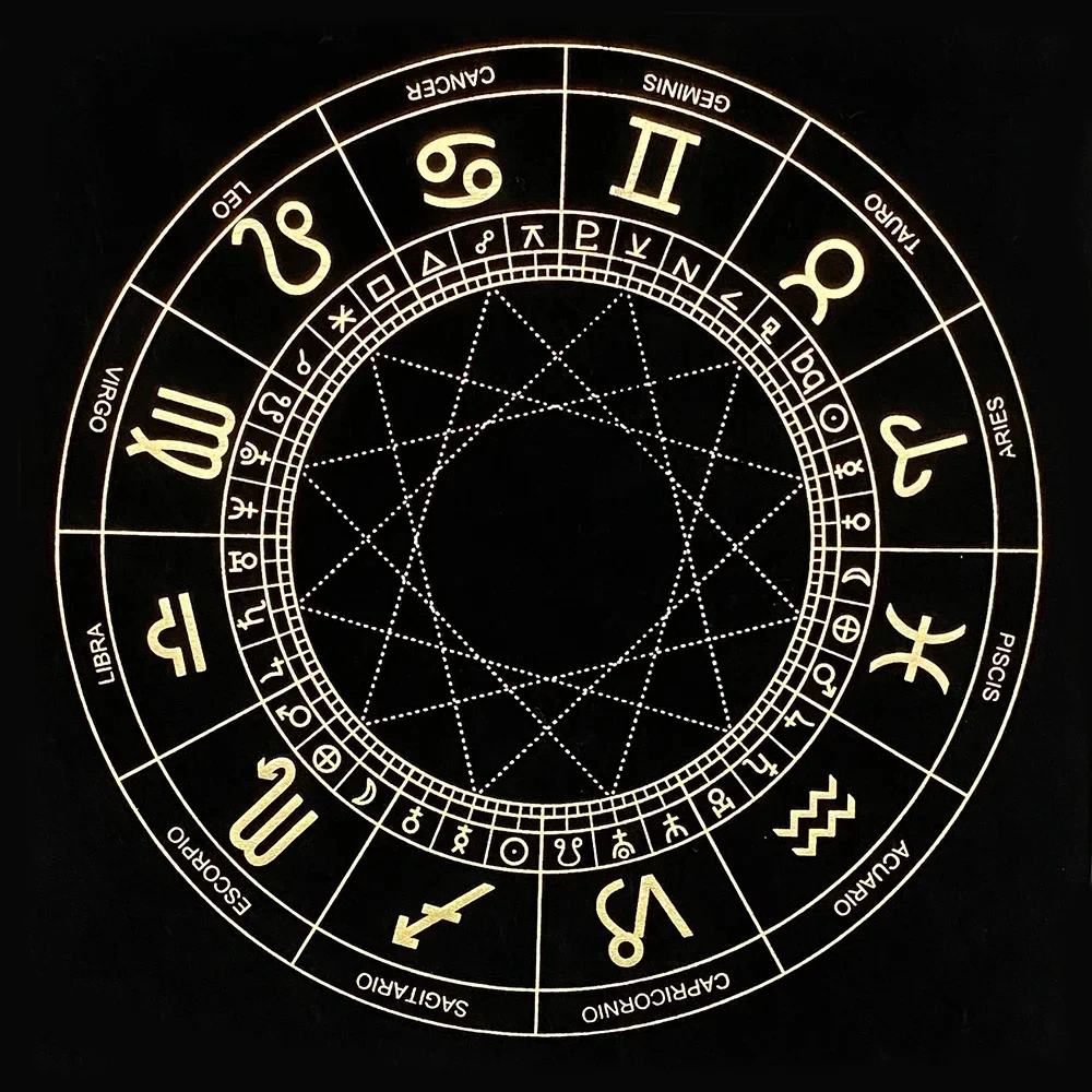 VIKAMA Golden Sigil Rune Tablecloth, 6 Designs, Tarot Divination Altar Cloth Witchcraft