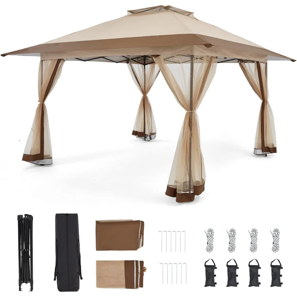 

Bezeseller 13x13 Pop Up Gazebo Tent with Mosquito Netting – Quick Set Up, Water-Resistant Outdoor Canopy for Patio, Garden