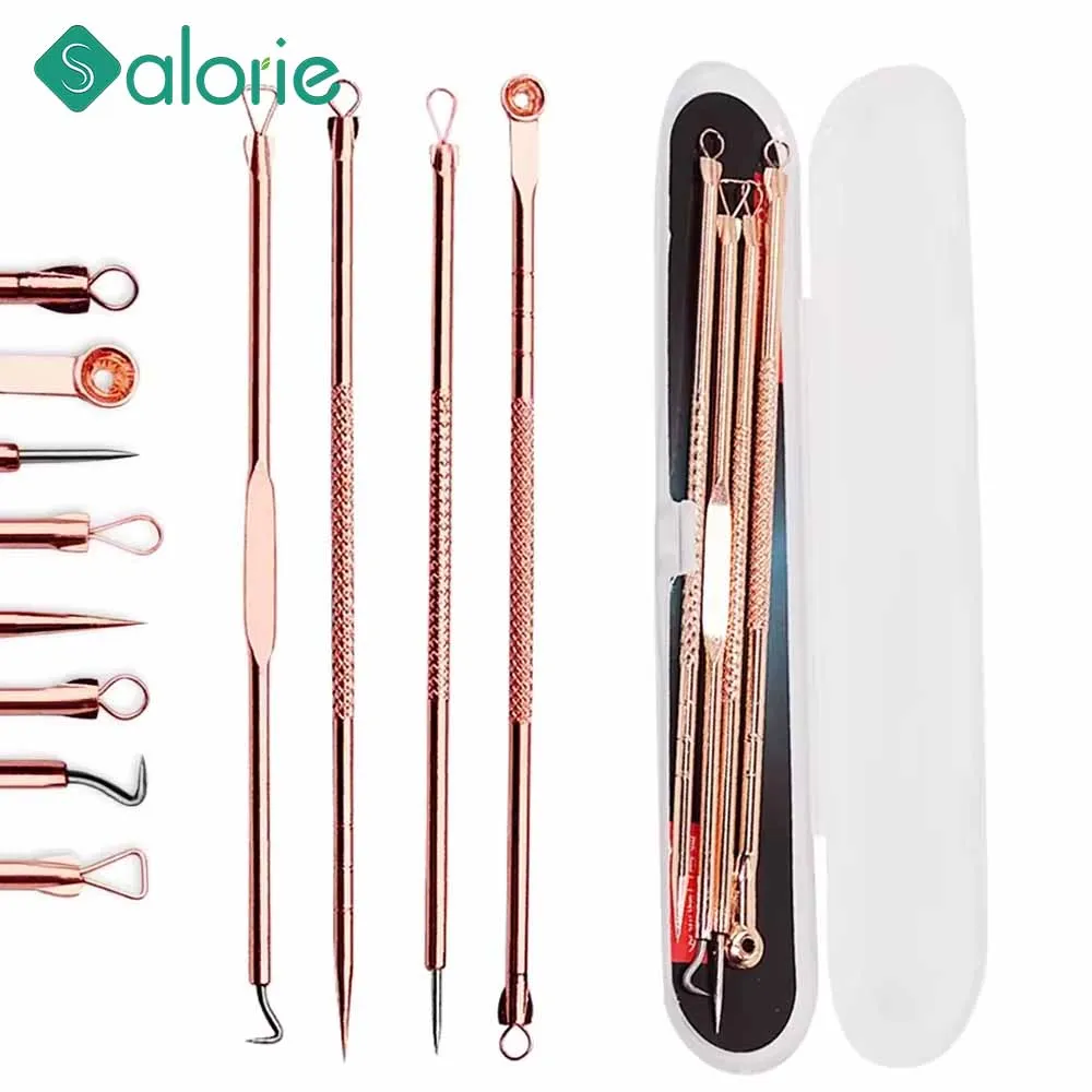 4pcs Acne Remover  Blackhead Remover Pore Cleaner Removal Kit Pimple Extractor Tool Nose Facial Skincare Needles Face Beauty