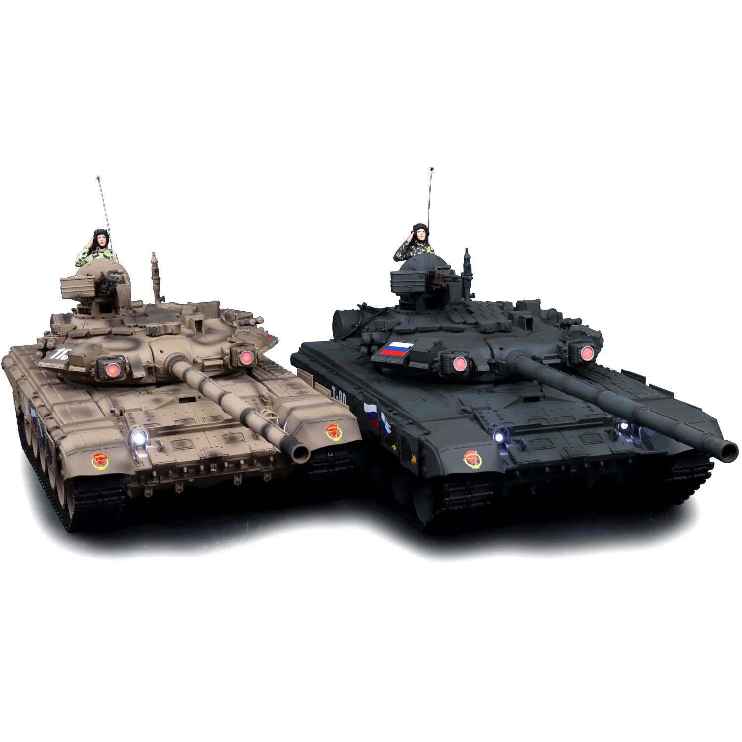 Heng Long 1/16 Pro Mod. Version Russian T-90 RC Tank Model Red Front Light Metal Tracks and Road Wheels Custom Paint Scheme