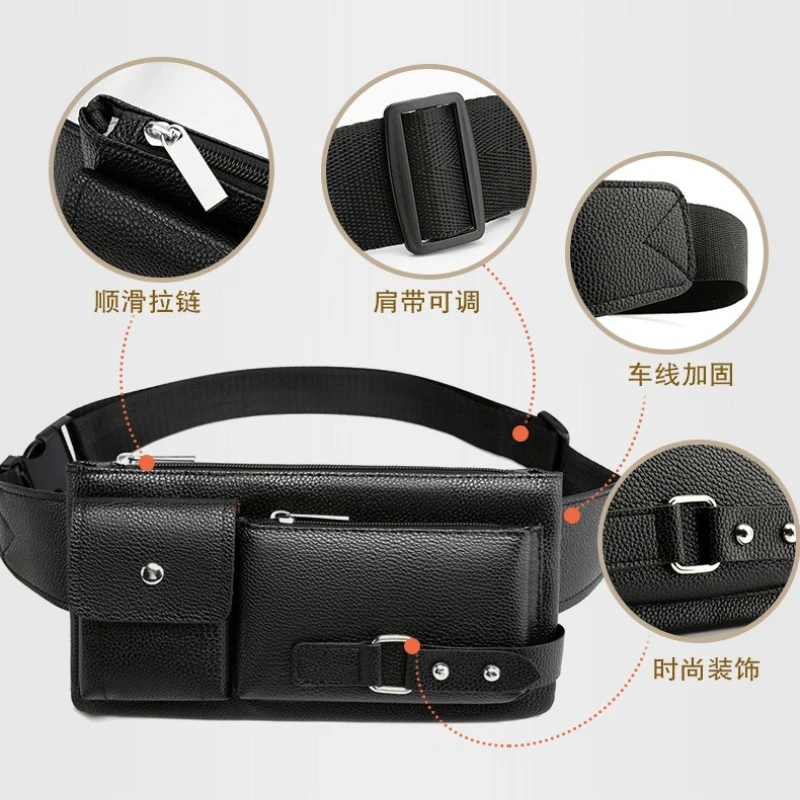 Marsupio multitasche Marsupi in pelle PU Borsa a tracolla sottile Borsa per fianchi Cintura regolabile Borsa casual Borse da viaggio all'aperto