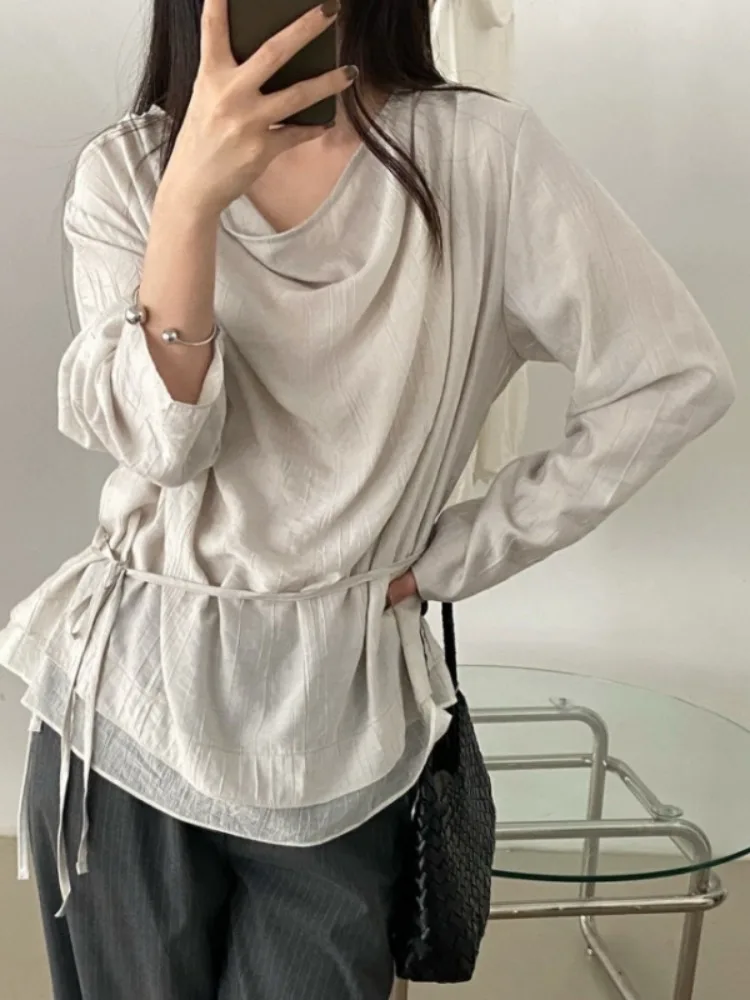 

Ele Осенний новый женский длинный све ирт, затягивающий талию, нейлоновая текстура, двухслойный, шикарный, для поездок на работу, мода