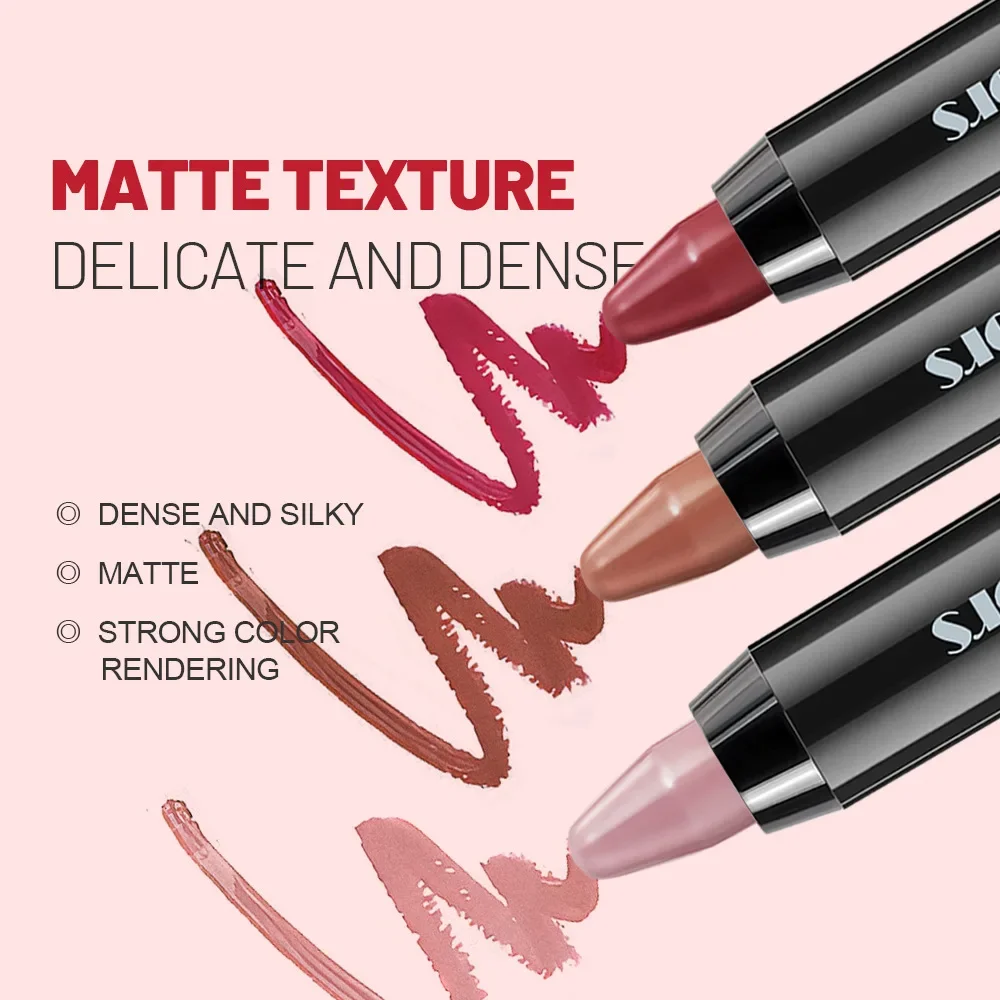 Sexy Red Waterproof Long-Lasting Lipstick Pencil Set Velvet Matte Non-Stick Cup Makeup Lip Tint Pen Cosmetic Lipsticks
