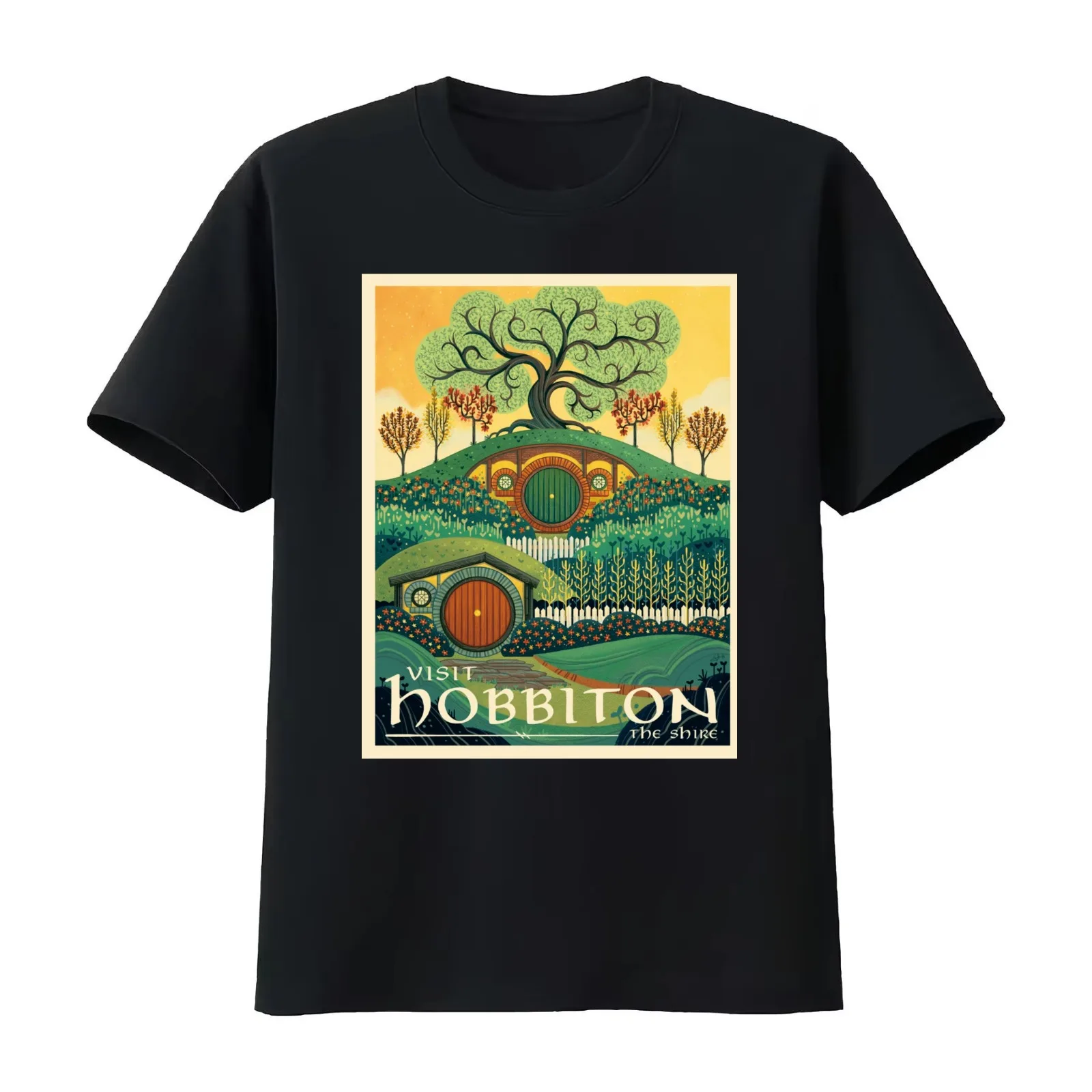 visit the shine poster-1 T-Shirt Summer Casual Cotton Tee Oversized Streetwear Tops Vintage Graphic Print Unisex Men Women