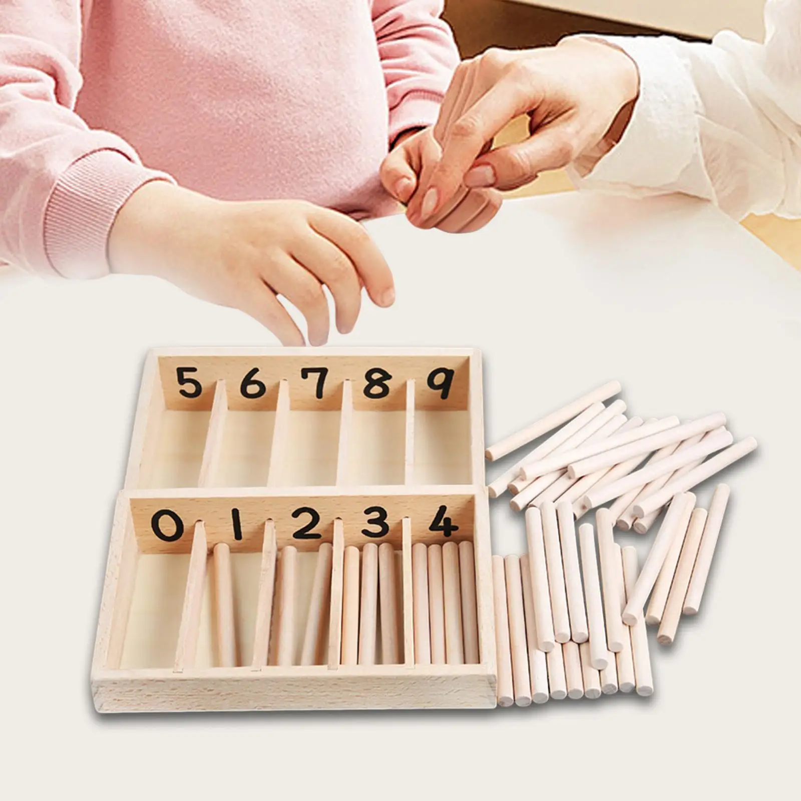 Montessori Spindle Box, material de matemática, pré-escolar clássico com 55 fusos, ferramenta de aprendizagem precoce para crianças de 3 a 6 anos