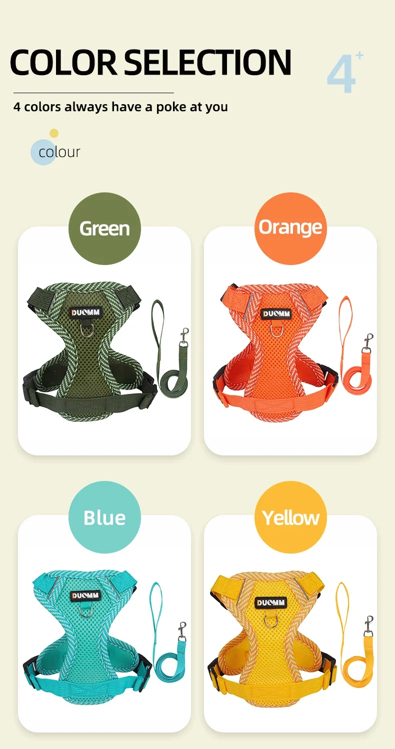 Reflective Breathable Dog Harness And Leash Set For Small Dogs_voghion.com