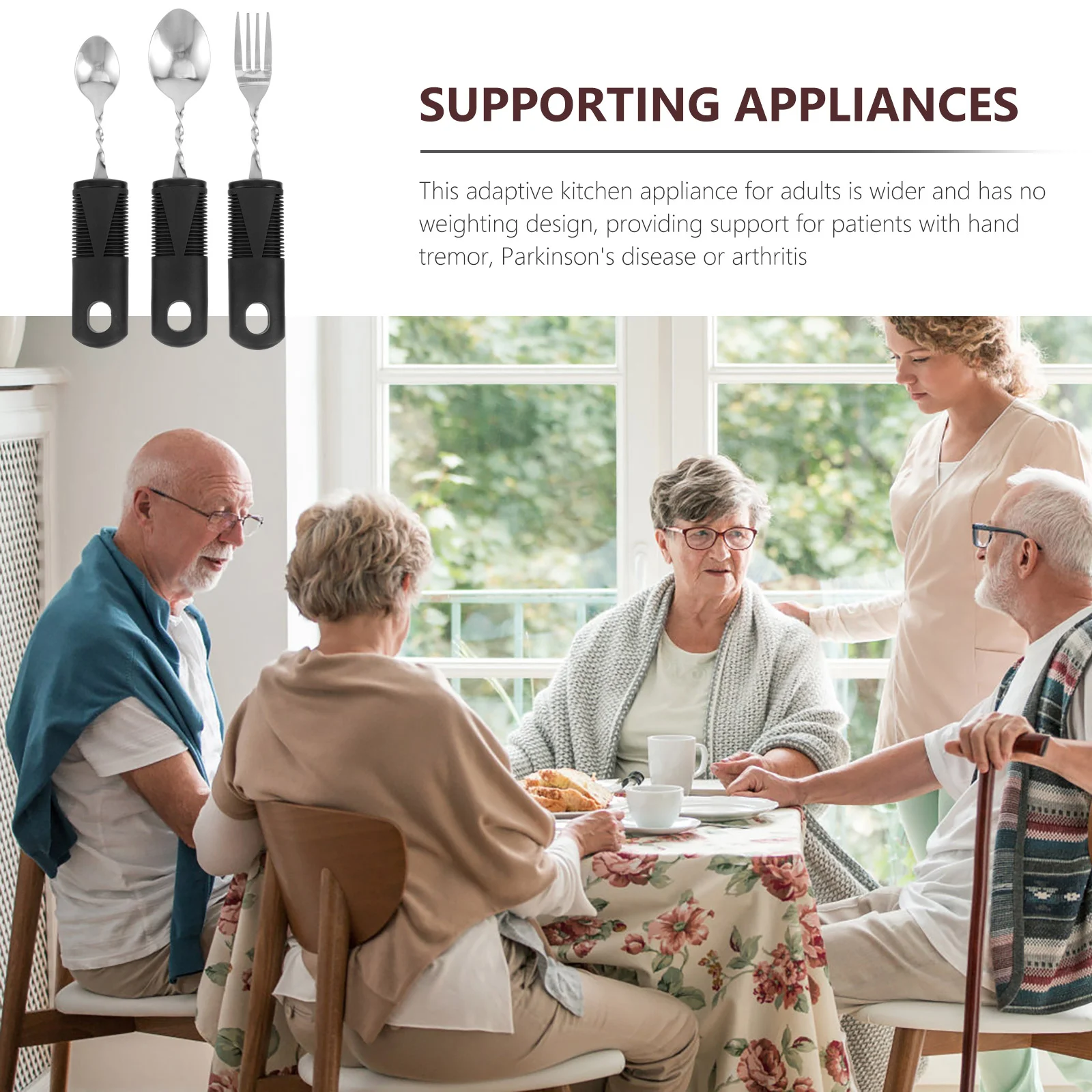 3pcs Adaptive Utensils Anti-shaking Utensils Elderly Tableware Bendable Fork Spoons Utensil Parkinson