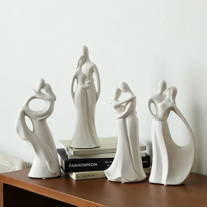 Vilead Nordic Ceramic Couple Sculpture Modern Pop Art Living Room Cabinet Home Decoration Accessories Valentine Day Wedding Gift